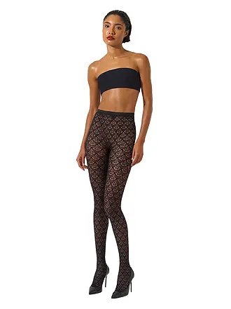 WOLFORD | Modestrumpfhose MERMAID NET Midnight Red | schwarz